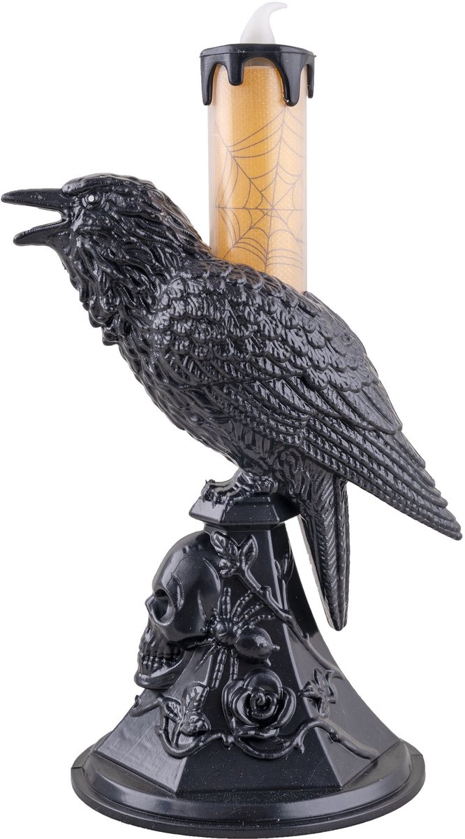 Totally Halloween | Kraai met Kaars op Voet | met Verlichting | Horror | Gothic